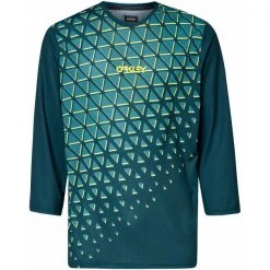 Maillots Vélo OAKLEY FLOW 3/4 JERSEY HUNTER GREEN 22 Jaune / Vert / Noir