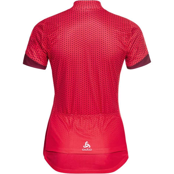 Maillots Vélo ODLO ESSENTIAL PRINT STAND-UP COLLAR S/S FZ W PARADISE PINK/RASPBERRY FUDGE 22 Rose 4 Maillots Vélo ODLO ESSENTIAL PRINT STAND-UP COLLAR S/S FZ W PARADISE PINK/RASPBERRY FUDGE 22 Rose – Image 2
