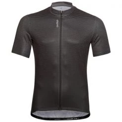 Maillots Vélo ODLO ESSENTIAL PRINT STAND-UP COLLAR S/S FZ ODLO GRAPHITE GREY/BLACK 22 Noir