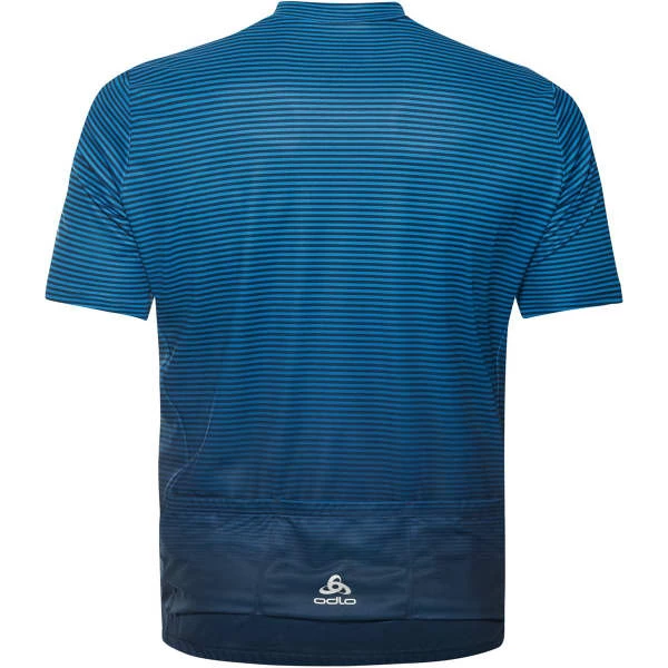 Maillots Vélo ODLO ESSENTIAL PRINT STAND-UP COLLAR S/S FZ INDIGO BUNTING/BLUE WING TEAL 22 Bleu 4 Maillots Vélo ODLO ESSENTIAL PRINT STAND-UP COLLAR S/S FZ INDIGO BUNTING/BLUE WING TEAL 22 Bleu – Image 2