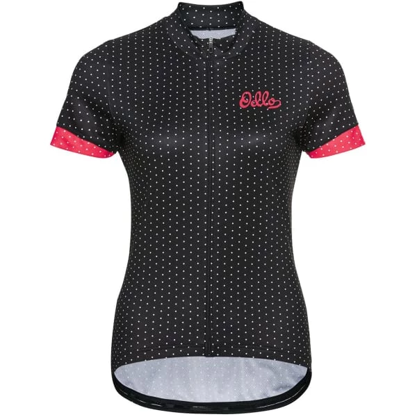 Maillots Vélo ODLO ESSENTIAL ODLO PRINT STAND-UP COLLAR S/S FZ W BLACK/PARADISE PINK 22 Rose / Noir 3 Maillots Vélo ODLO ESSENTIAL ODLO PRINT STAND-UP COLLAR S/S FZ W BLACK/PARADISE PINK 22 Rose / Noir