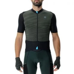 Maillots Vélo UYN MAN ALLROAD AEROFIT OW SHIRT BLACK PINE 22 Vert / Noir