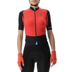 Maillots Vélo UYN LADY ALLROAD AEROFIT OW SHIRT JAFFA PINK 22 Rose / Orange / Noir