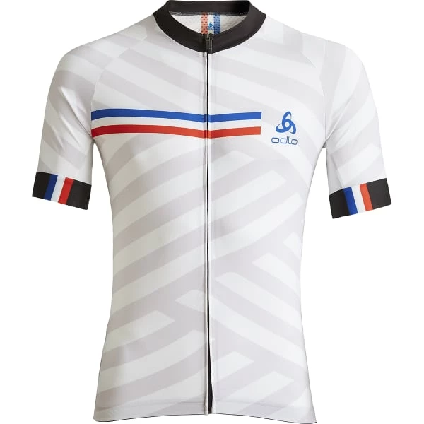 Maillots Vélo ODLO MC ZIP INTEGRAL PERFORMANCE FRANCE 22 Blanc / Bleu / Rouge 3 Maillots Vélo ODLO MC ZIP INTEGRAL PERFORMANCE FRANCE 22 Blanc / Bleu / Rouge