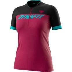 Maillots Vélo DYNAFIT RIDE LIGHT 1/2 ZIP SHIRT W BEET RED 22 Rose / Noir / Bleu