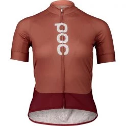 Maillots Vélo POC W'S ESSENTIAL ROAD LOGO JERSEY HIMALAYAN SALT/GARNET RED 22 Rouge / Marron