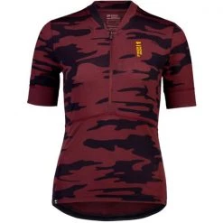 Maillots Vélo MONS ROYALE W CADENCE HALF ZIP AOP CHOCOLATE CAMO 22 Rouge / Noir
