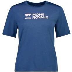 Maillots Vélo MONS ROYALE W ICON RELAXED TEE BRAND LOCK UP DARK DENIM 22 Bleu