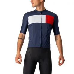 Maillots Vélo CASTELLI PROLOGO 7 JERSEY DARK BLUE 23 Bleu / Blanc / Rouge