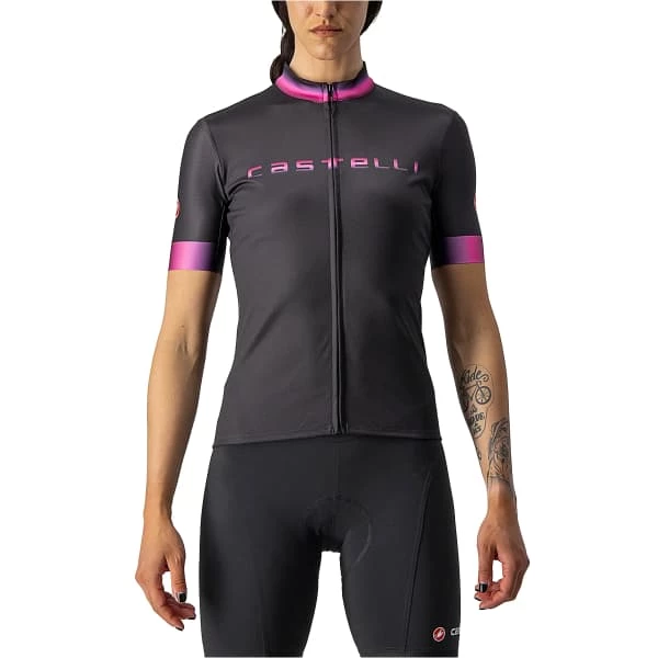 Maillots Vélo CASTELLI GRADIENT JERSEY W BLACK 22 Noir / Rose 3 Maillots Vélo CASTELLI GRADIENT JERSEY W BLACK 22 Noir / Rose
