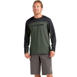 Maillots Vélo DAKINE SYNCLINE L/S JERSEY PEAT GREEN 22 Vert / Noir