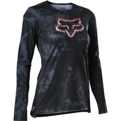 Maillots Vélo FOX W FLEXAIR LS JERSEY TS57 BLK 22 Noir / Gris / Rose