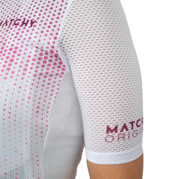 Maillots Vélo MATCHY CYCLING MAILLOT ORIGINS W BONNETTE 22 Blanc / Rose 4 Maillots Vélo MATCHY CYCLING MAILLOT ORIGINS W BONNETTE 22 Blanc / Rose – Image 2