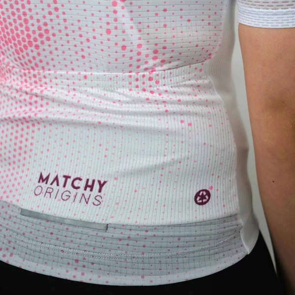 Maillots Vélo MATCHY CYCLING MAILLOT ORIGINS W BONNETTE 22 Blanc / Rose 5 Maillots Vélo MATCHY CYCLING MAILLOT ORIGINS W BONNETTE 22 Blanc / Rose – Image 3
