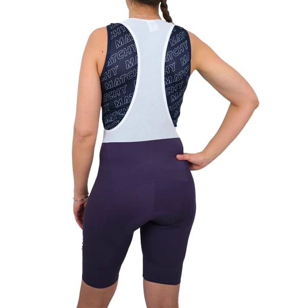 Cuissards Vélo MATCHY CYCLING BIB SHORT ESSENTIAL W AUBERGINE 22 Violet / Blanc 5 Cuissards Vélo MATCHY CYCLING BIB SHORT ESSENTIAL W AUBERGINE 22 Violet / Blanc – Image 3