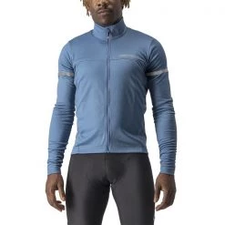 Maillots Vélo CASTELLI FONDO 2 JERSEY FZ STEEL BLUE/BLUE REFLEX 23 Bleu