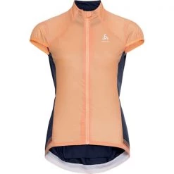Maillots Vélo ODLO VESTE SM ZEROWEIGHT DUAL DRY W PAPAYA-DIVING NAVY 21 Bleu / Orange