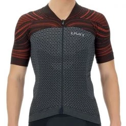 Maillots Vélo UYN BIKING MAN COOLBOOST OW SHIRT SH_SL SHARKSKIN/RED WAGON 21 Noir / Gris / Rouge