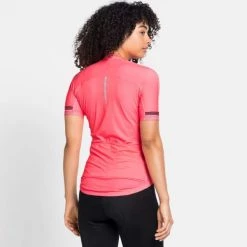 Maillots Vélo ODLO ZEROWEIGHT CERAMICOOL SS FULL ZIP W SIESTA GRAPHIC 21 Rose -Equipement vélo Soldes 9 89411 maillot mc zip intgral siesta graphic 411711 30727 04