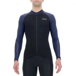 Maillots Vélo UYN MAN BIKING GRANFONDO OW SHIRT LONG SL BLACKBOARD/PEACOAT 22 Bleu / Noir