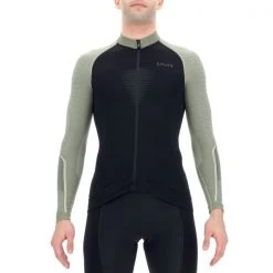Maillots Vélo UYN MAN BIKING GRANFONDO OW SHIRT LONG SL BLACKBOARD/VETIVER 22 Vert / Noir