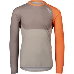 Maillots Vélo POC MTB PURE LS JERSEY ZINK ORANGE/MOONSTONE GREY/LT SANDSTONE BEIGE 21 Beige / Marron / Orange